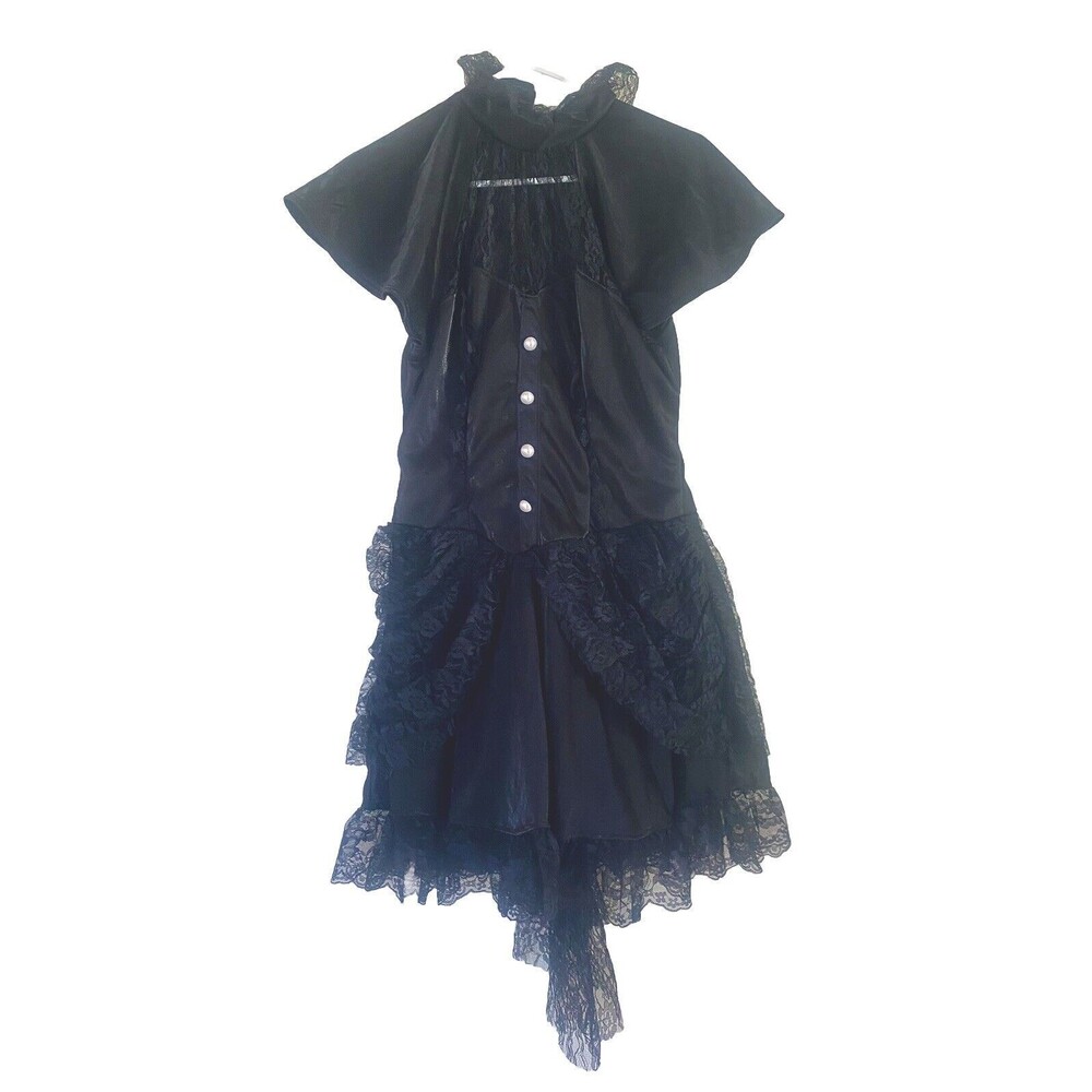Women’s Spirit Halloween Victorian Goth Witch Costume Black Lace Size L